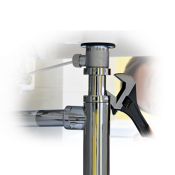 Plumbing Repair A sink pipe with an adjustable wrench