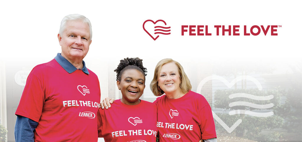 Feel The Love A man and two women stand together with Feel The Love t-shirts on